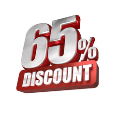 3d sales red and white discount price tag for composition 65 percent, amazing for product promotion