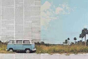 Poster - Van on road border newspaper vehicle car.