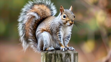 Poster - close up of squirrel on wooden