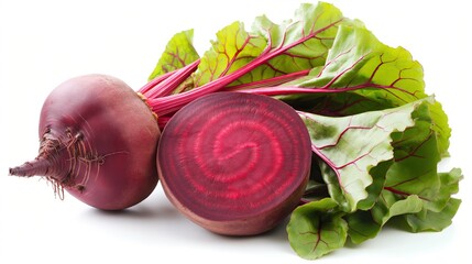 Wall Mural - Beetroot with leaves isolated on white background