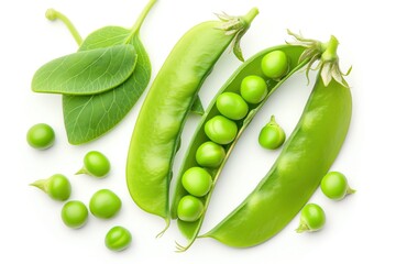 Poster - Fresh green peas and pods isolated on white background