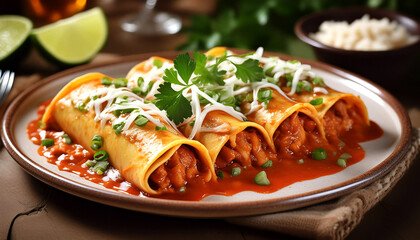 Wall Mural - a special dish of enchiladas with an attractive appearance