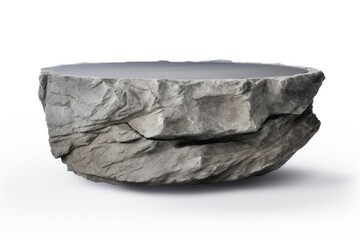 Canvas Print - circle gray rock podium stand cracked boulder.