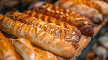 Closeup of bread in the bakery shop fresh bread organic bread background