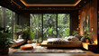 © Ari - Natural black shade bedroom of a house villa resort by lush jungle