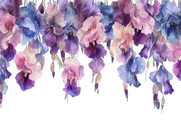 Wall Mural - Iris flowers hanging nature purple.
