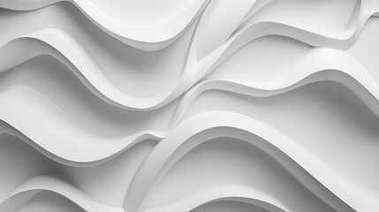 Minimalist design principles are illustrated by seamless white waves merging into a clean background.