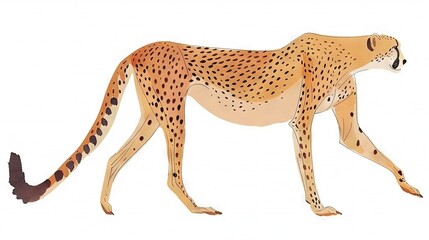 Wall Mural -   A cheetah walking on its hind legs, with spots on its back legs - drawn by me