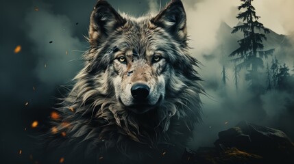 Wall Mural - a wolf close up