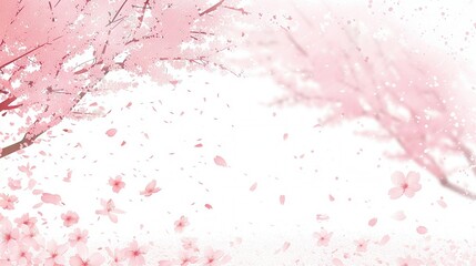 Canvas Print -   Blurry image of a pink-flowered tree in the foreground against a pink sky