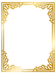 Wall Mural - Art Deco gold frame vintage frame line geometric wedding label card frame png transparent background
