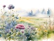 © PikGrand - Meadow Flower Field Landscape Watercolor Art