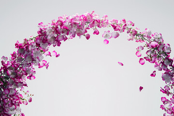 Wall Mural - pink floral frame with delicate blossoms and a lilac border