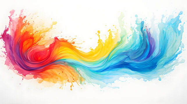Digital rainbow colors watercolor curves abstract graphic poster background