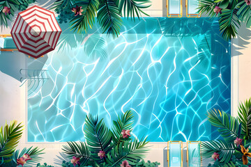 Wall Mural - Top view of swimming pool.