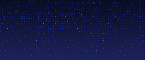 Wall Mural - dark background with blue pixel pattern. vector illustration of abstract bg with geometric square el