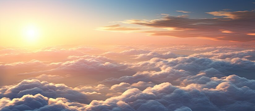 Sunset aerial view with clouds providing a stunning and serene copy space image