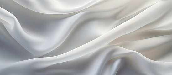 Poster - Closeup of a copy space image showcasing the delicate and textured ripples in a piece of white silk fabric