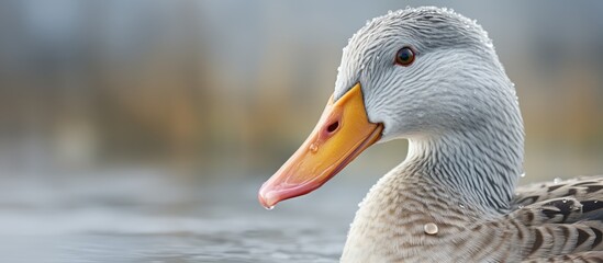 Poster - Close up image of a stunning wild grey duck with plenty of copy space