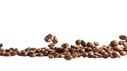 Coffee beans, Falling coffee beans isolated on transparent background