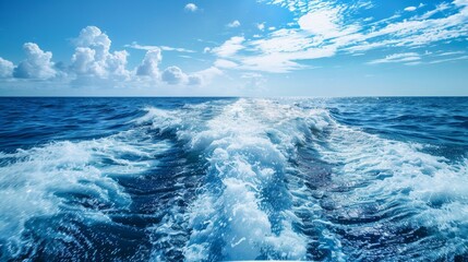 wake boat speed water sea ocean blue