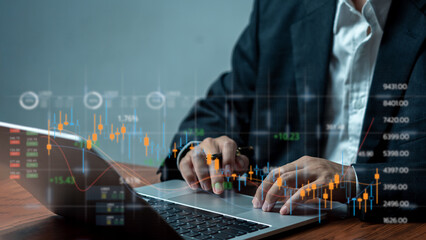 Wall Mural - Investment finance or stock business graph. Data analysis concept economic growth chart.