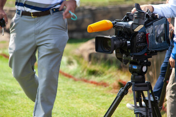 View of the broadcasting camera on the golf course