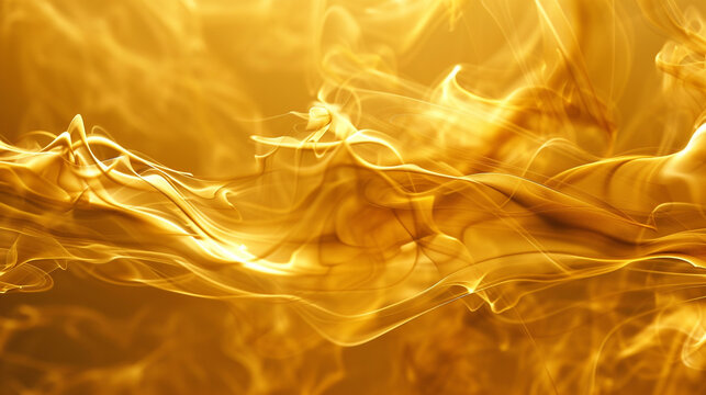 Radiant golden smoke waves ideal for luxurious visual concepts,