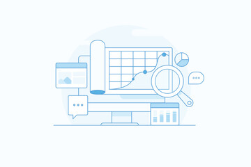 Poster - software application business analytics financial data, search marketing report seo digital campaign