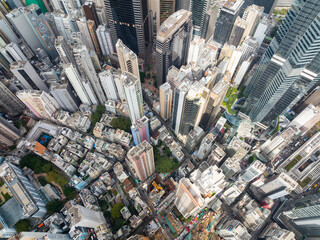 Wall Mural - Top view of Hong Kong in central district