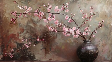 Wall Mural - Pink cherry blossoms in a vase