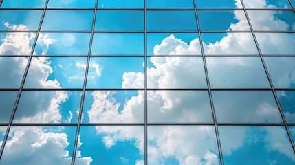 Wall Mural - reflection of the sky and clouds on mirrored windows of a contemporary building