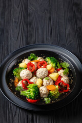 Poster - chicken meatball soup with vegetables in a bowl