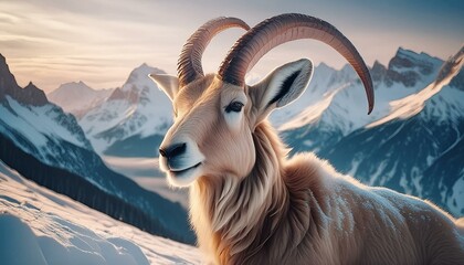 Poster - A ibex in the snow