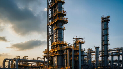 Wall Mural - Oil and gas refinery. Oil and gas industry. Refinery and petrochemical plant