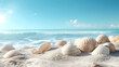 © Thetopzz - seashells on the beach, with a clear blue sky