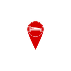 Sticker - Hotel geo location map icon isolated on transparent background