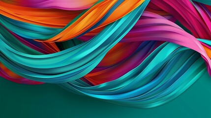 Wall Mural - A vibrant wallpaper featuring a cascade of colorful, freeform stripes in shades of teal, magenta, and orange, creating a lively and dynamic design,