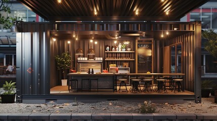 Wall Mural - Container cafe burger pizza coffee restaurant Design background mockup