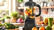 © Irina Ukrainets - High-quality blender on kitchen counter with fresh fruits and vegetables. Modern kitchen appliance for healthy smoothies and drinks. Bright and vibrant lifestyle image. AI