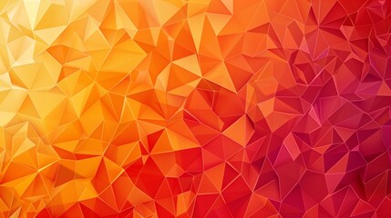 Wall Mural - An energetic digital wallpaper with polygons in a gradient from vibrant orange to deep red, forming a bold and dynamic pattern that catches the eye,