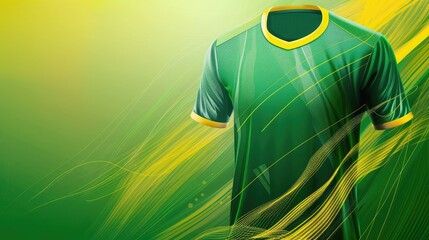 Wall Mural - mockup illustration design of sports jersey, football, table tennis, tennis, volleyball, futsal, sports uniform, with a dominant green and yellow background abstract namen