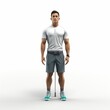 © viperagp - Cartoon fitness trainer flexing muscles isolated on white background