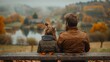 © Tanayut - Tranquil Train Journey: Father and Daughter Admiring Scenic Countryside Views with Canon EOS K5 Photorealism'.