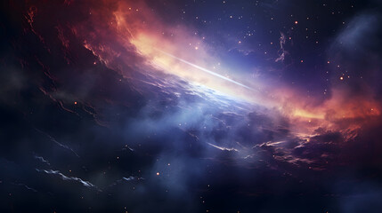Digital space with milky way and nebula abstract graphic poster 