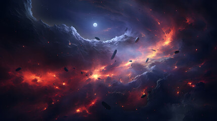 Digital space with milky way and nebula abstract graphic poster 