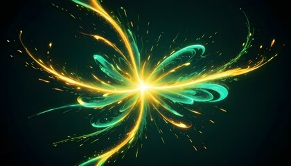 Wall Mural - Particle magic liquid. Abstract neon futuristic glowing flame with glitter that sparkles and twirl. Shining VFX compositing design element isolated