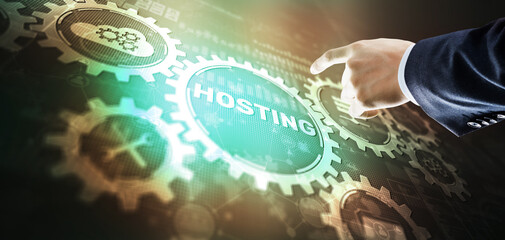 Wall Mural - hosting cloud and edge computing technology concepts. mixed media