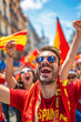 © PixelGallery - Spanish football soccer fans in downtown celebrate the national team, La Selección, La Furia Roja