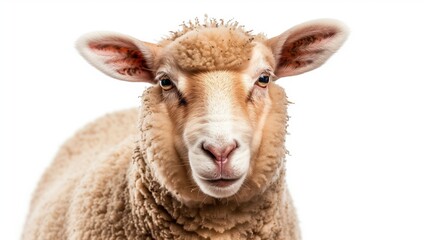 portrait of a sheep lamb isolated over white background